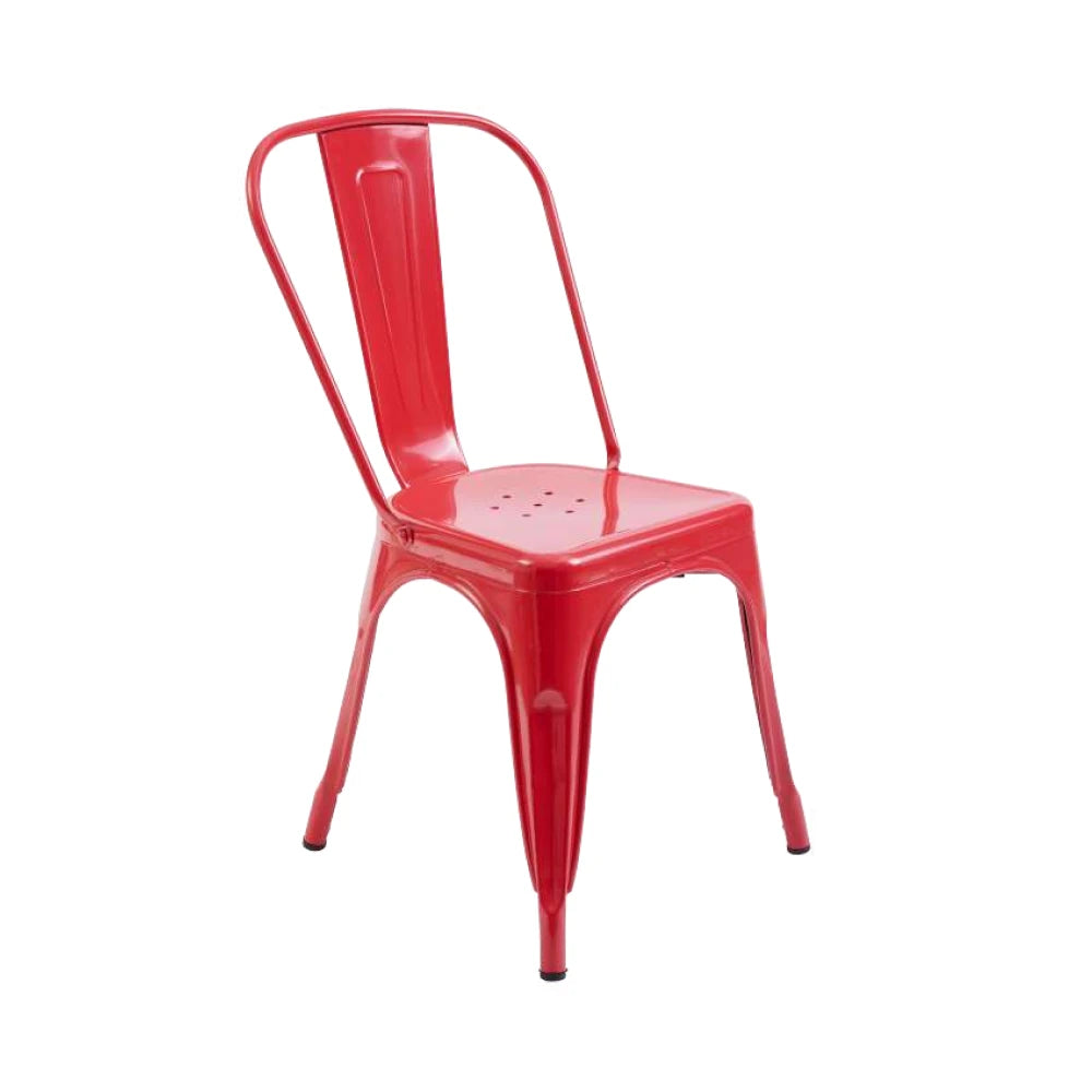 silla de metal color rojo