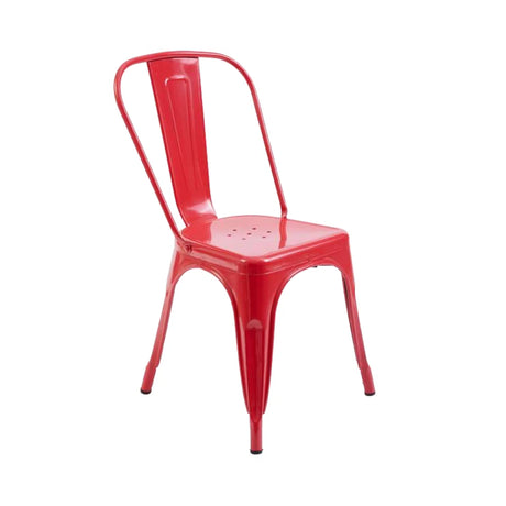 silla de metal color rojo